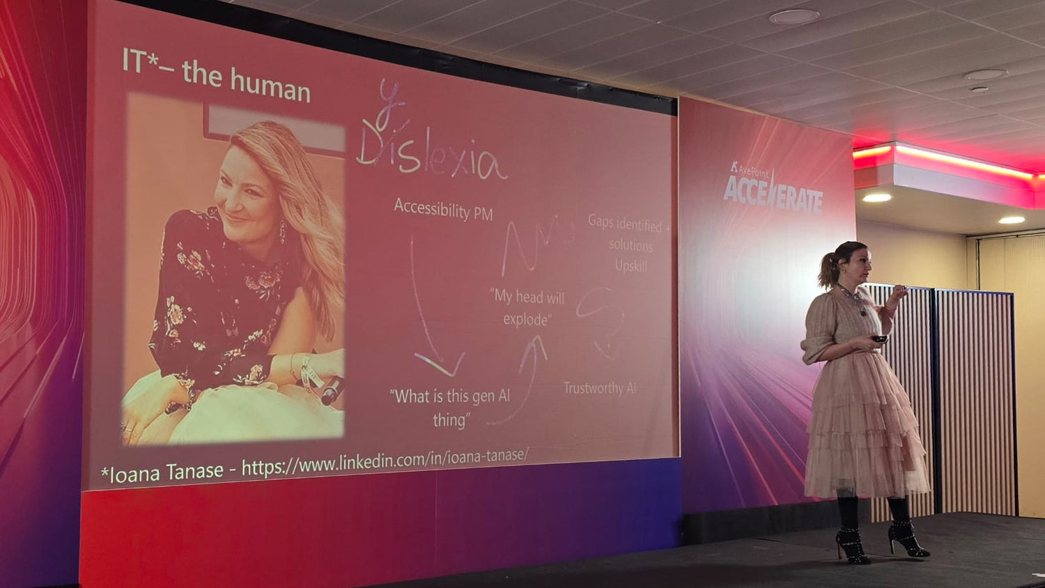 Ioana on stage at the AvePoint EMEA sales kick off