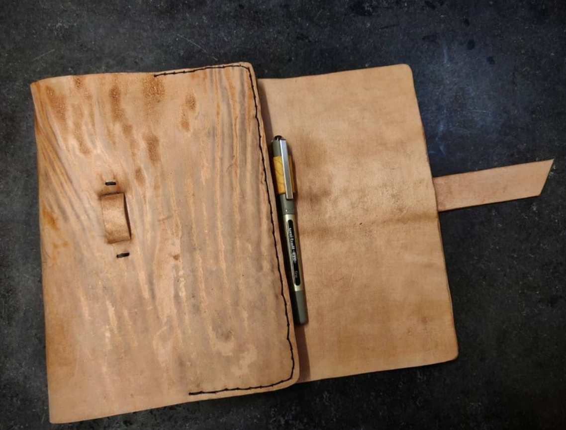 Side flap open showcasing a pen holder