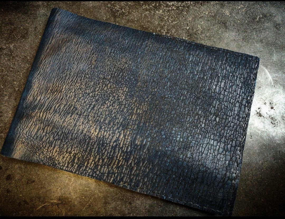 A4 blue cracked leather journal cover 