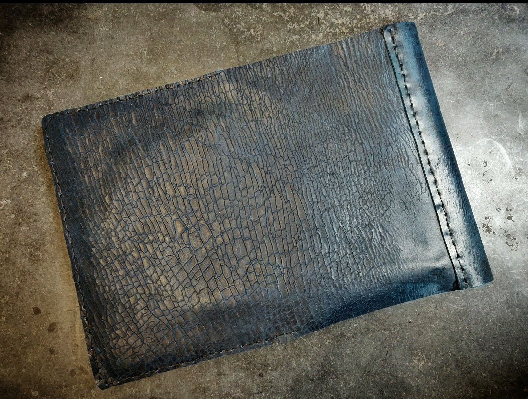 Back side of the journal with a hand stitch 